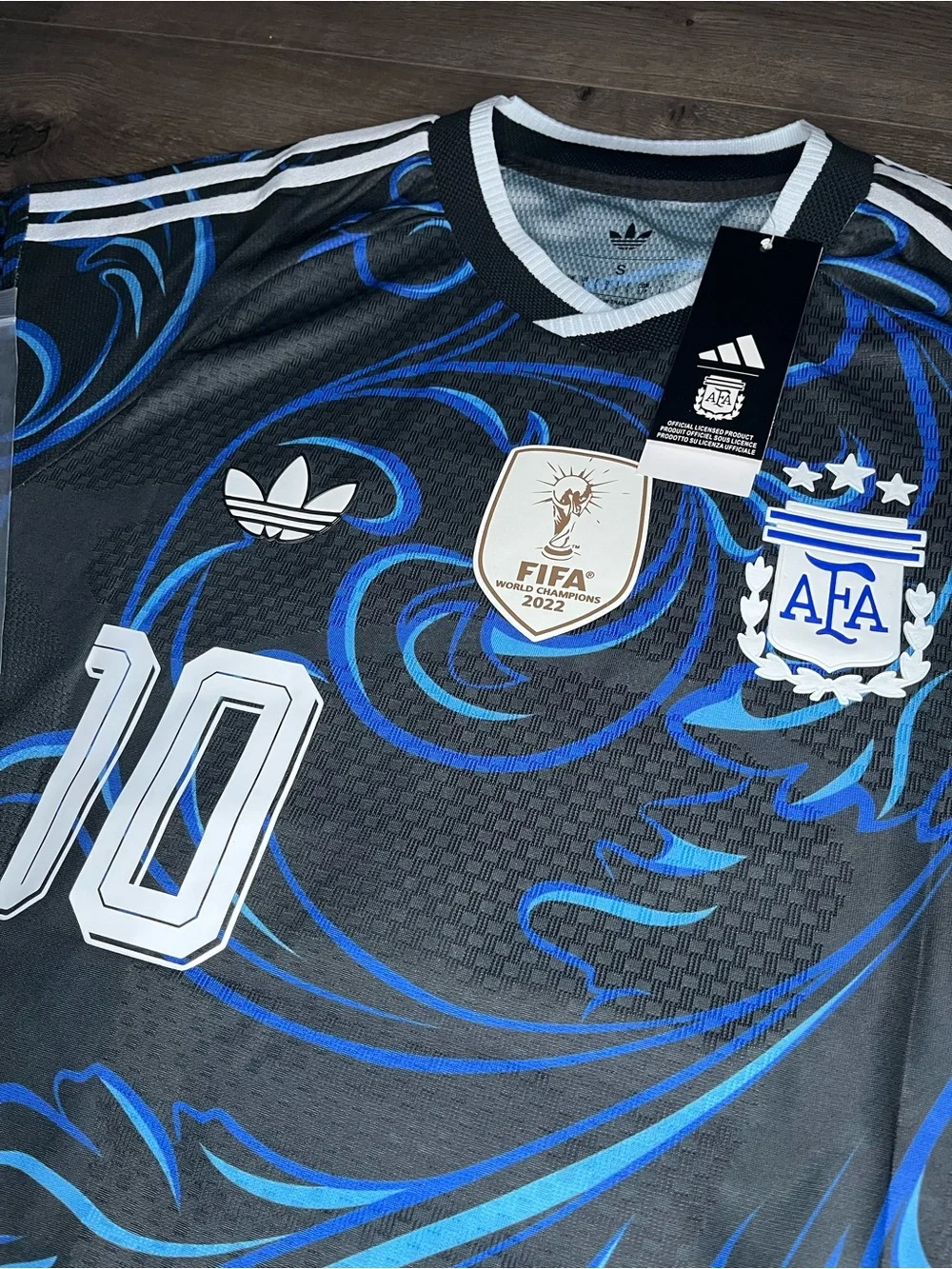 Messi SIZE S #10 Black & Blue Graphic Men's Soccer Jersey